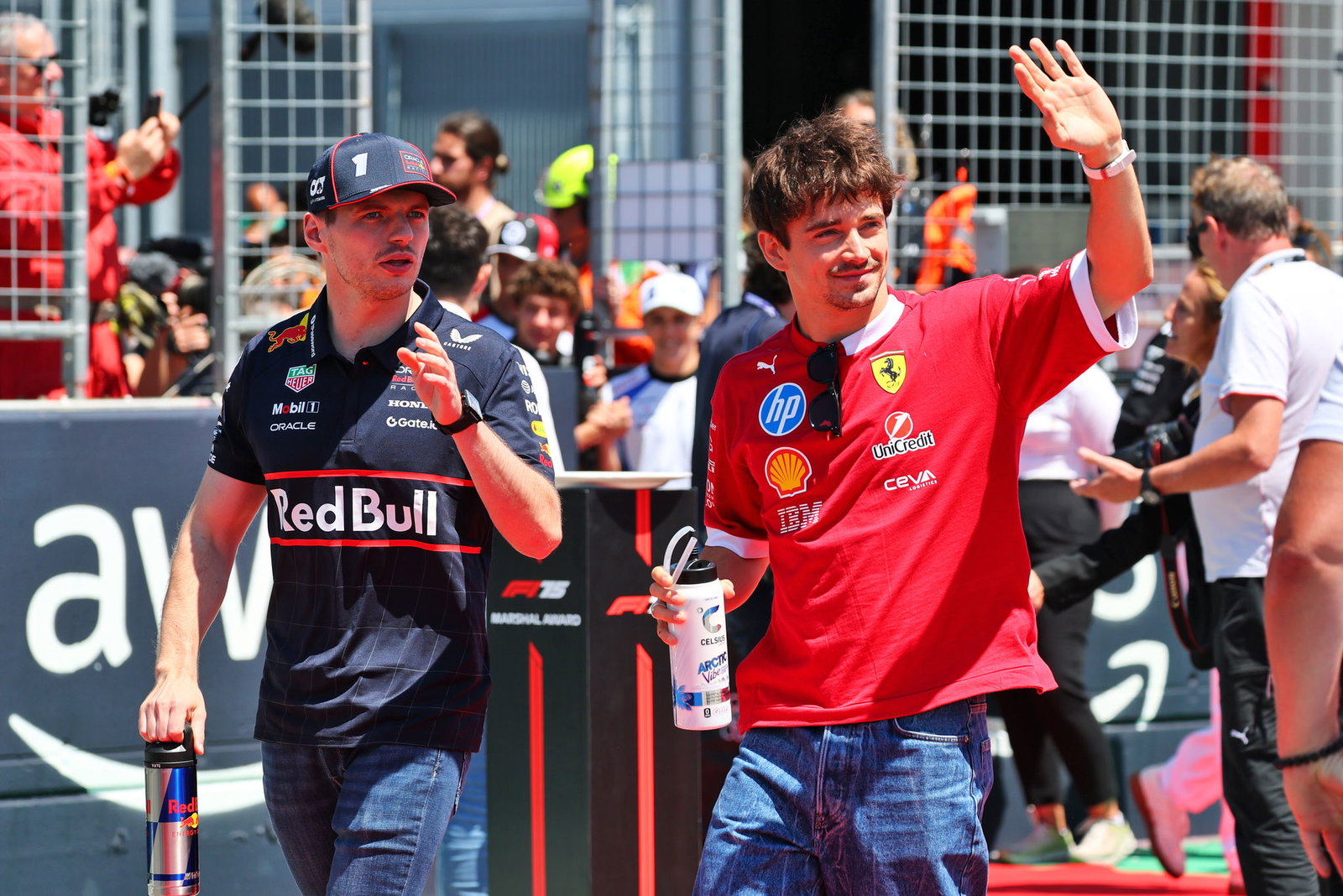 Max Verstappen and Charles Leclerc
