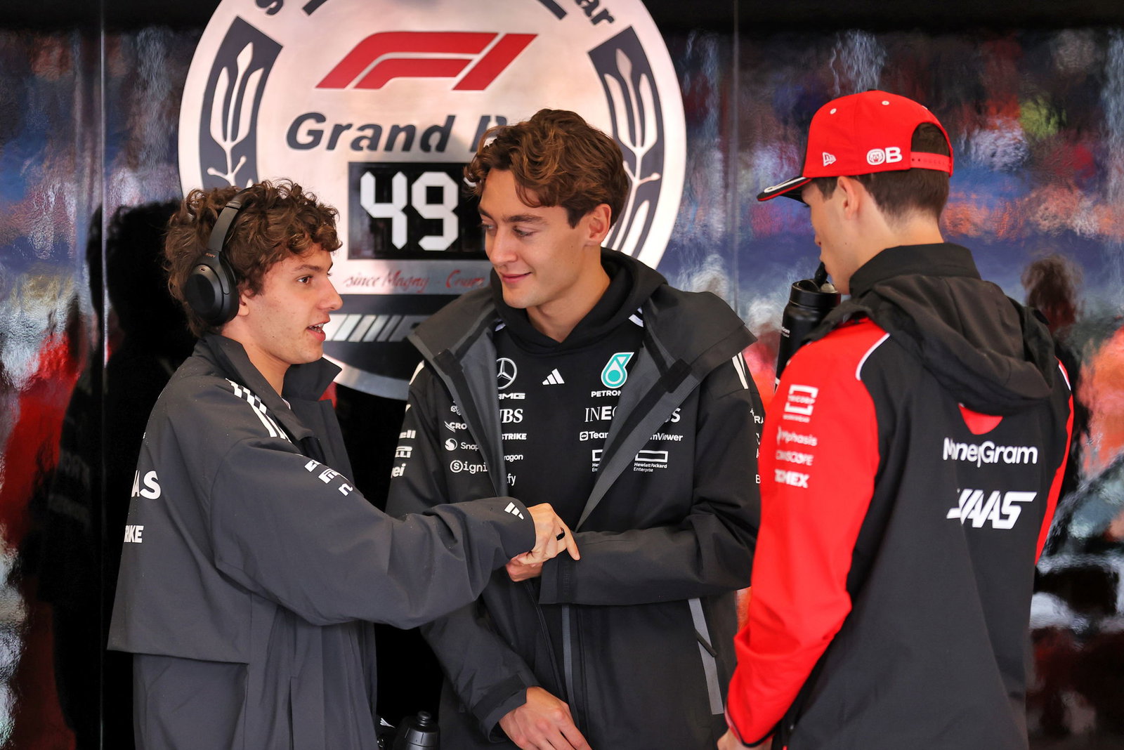 Kimi Antonelli, George Russell and Ollie Bearman