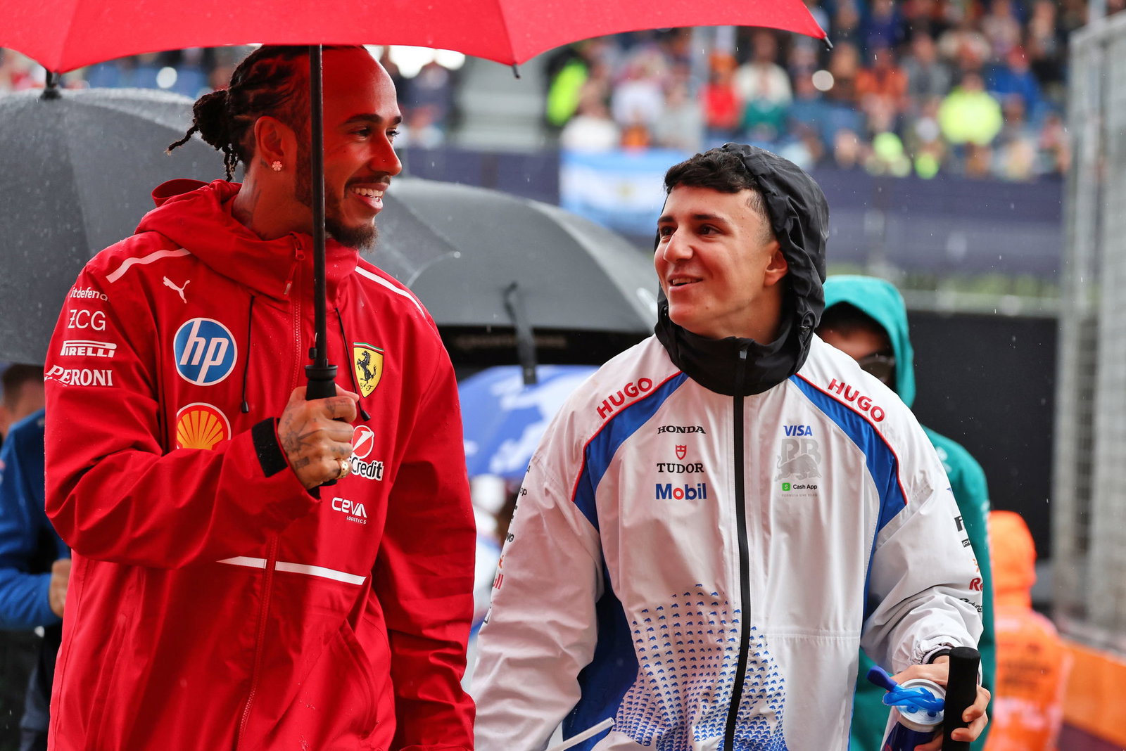 Lewis Hamilton and Isack Hadjar