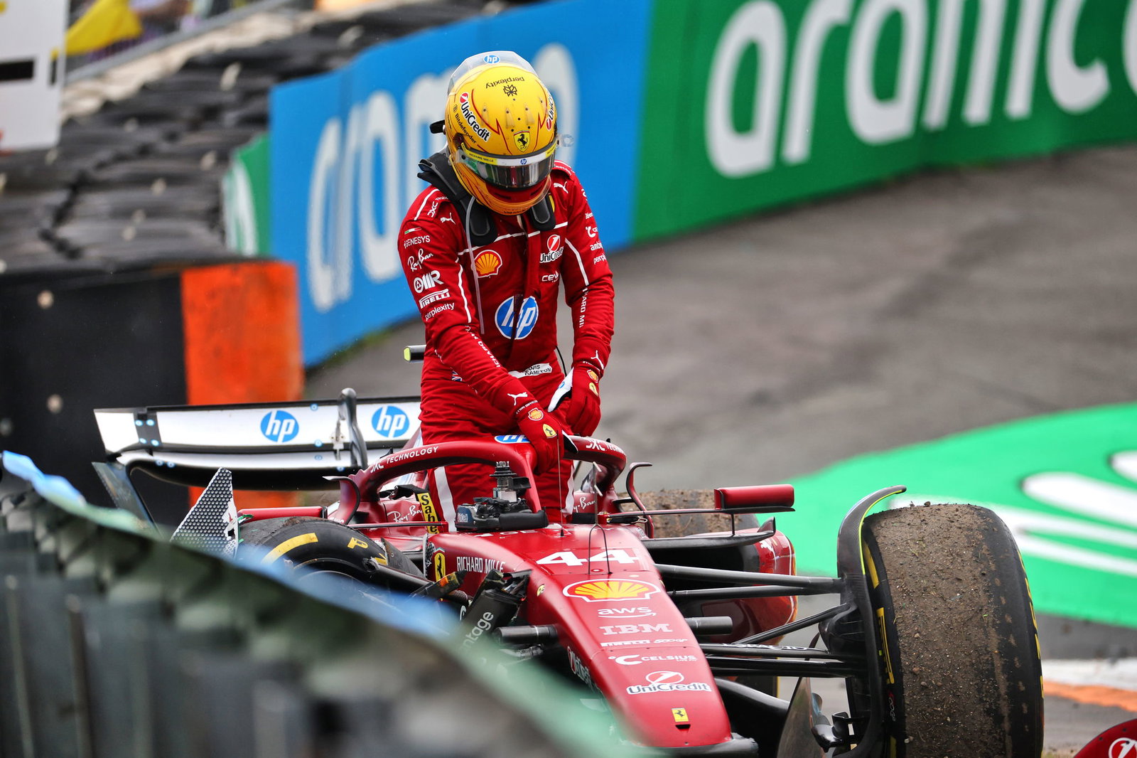Hamilton crashed out of the Dutch Grand Prix 