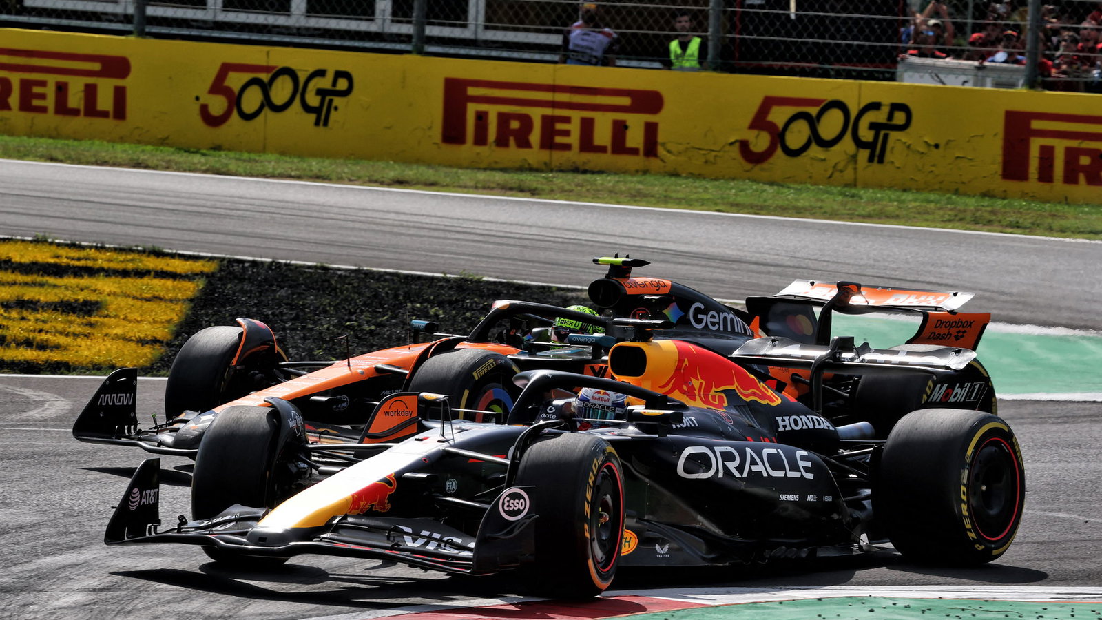 Lando Norris and Max Verstappen battle at Monza 