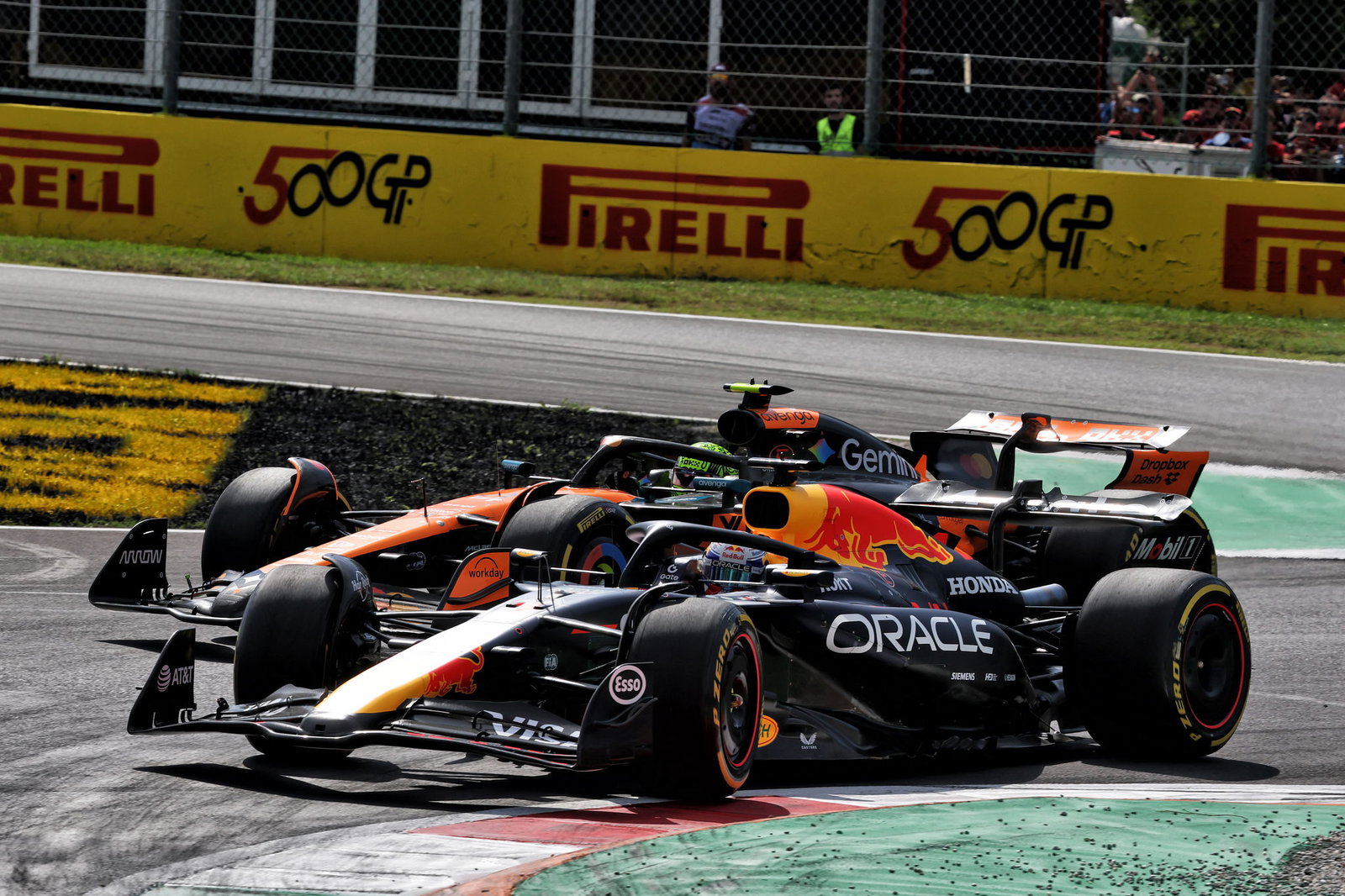 Lando Norris and Max Verstappen battle at Monza 
