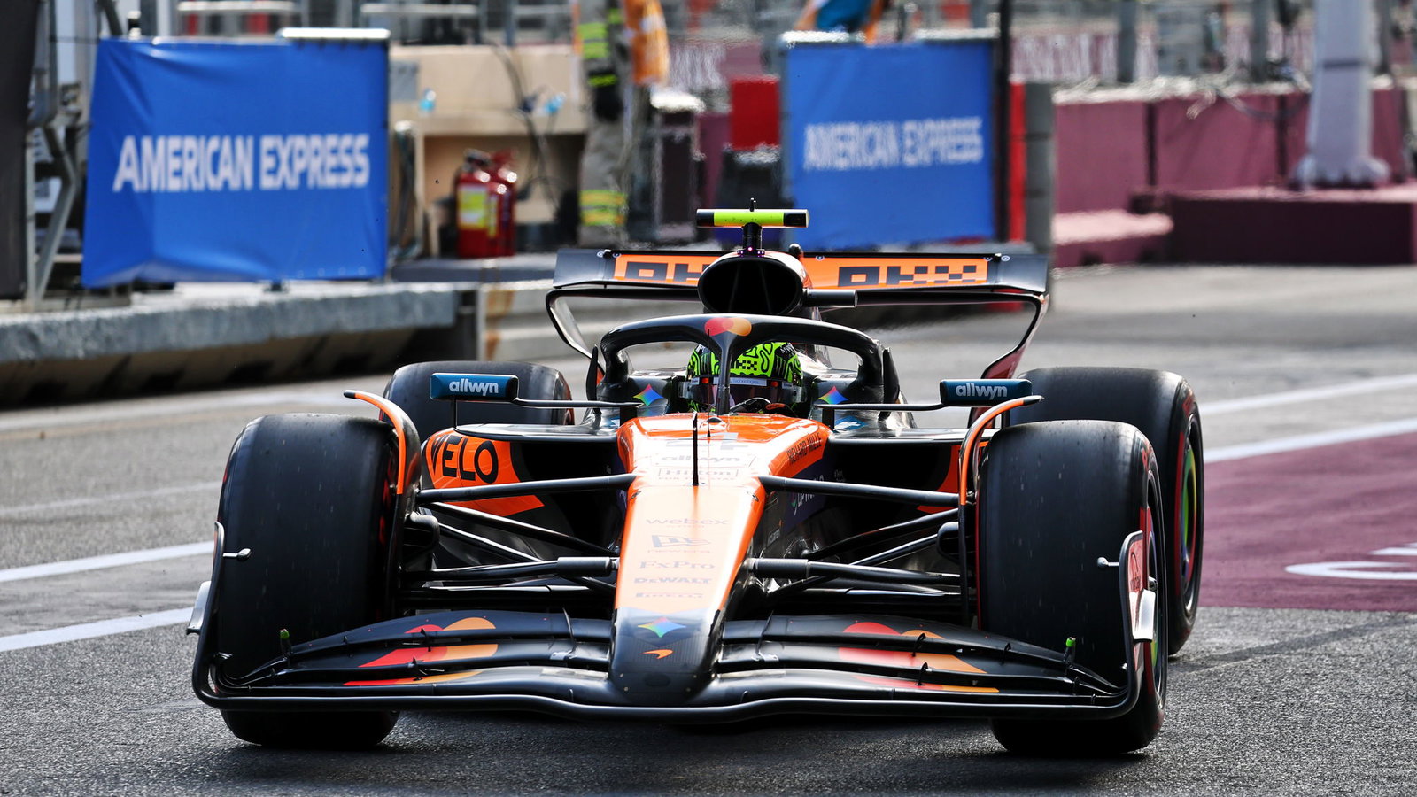 Norris hit the wall at Turn 4 after losing control of his McLaren 