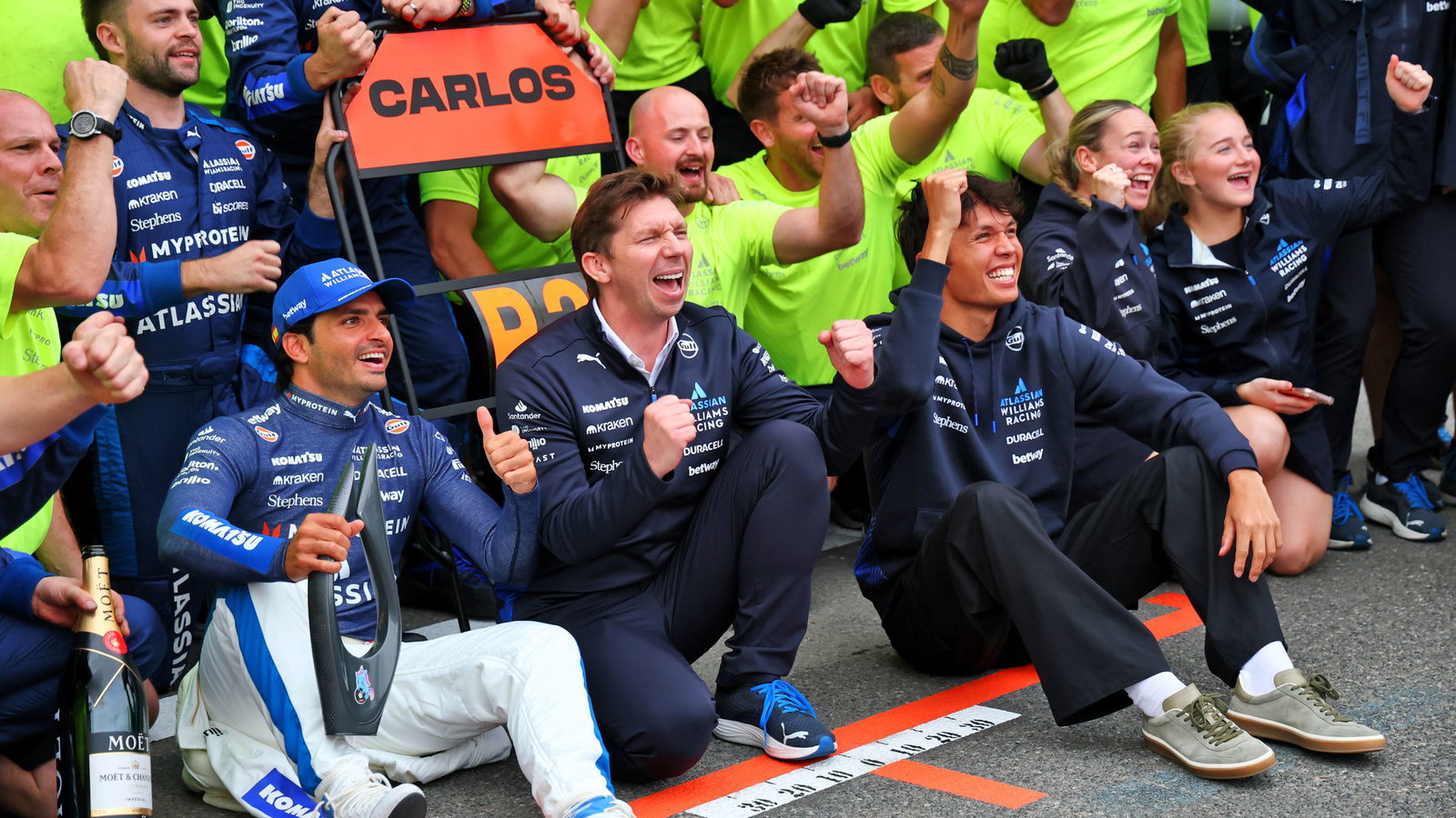 Williams celebrate Carlos Sainz's podium 