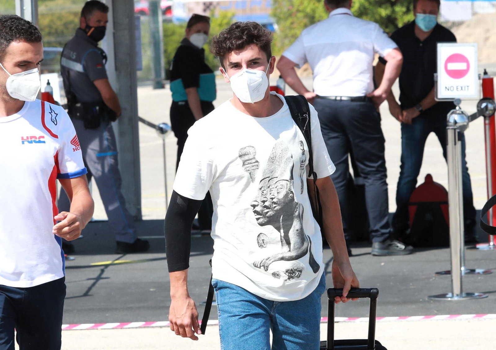 Marc Marquez returns to the paddock after arm surgery, 2020 Andalucia MotoGP
