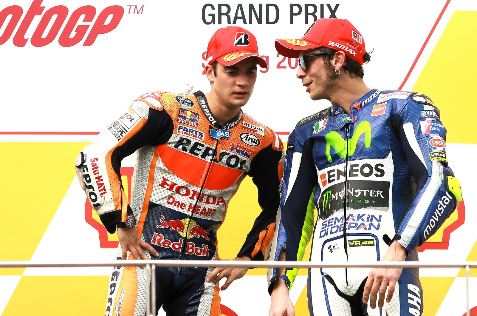 Pedrosa, Rossi, podium, 2015 Malaysian MotoGP