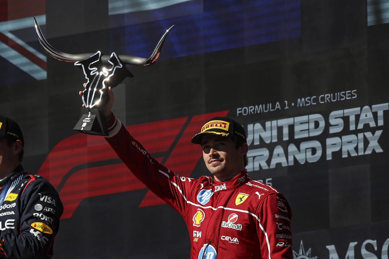 Leclerc celebrates Ferrari's first podium in six races