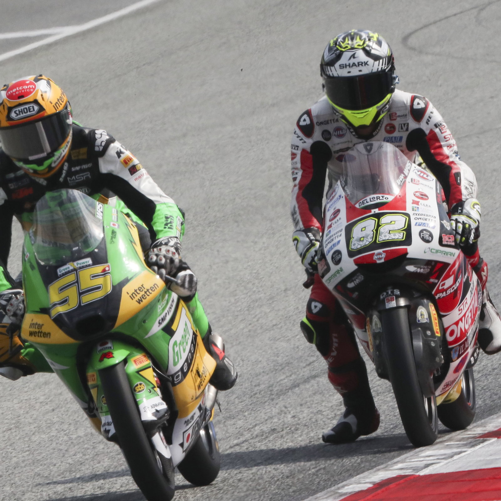 Noah Dettwiler, Stefano Nepa, 2025 Moto3 Austrian Grand Prix. Credit: Gold and Goose.