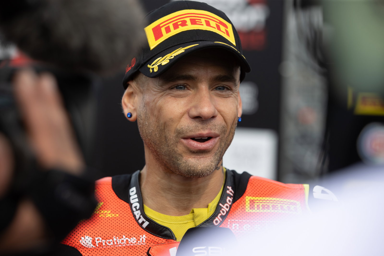 Alvaro Bautista, 2025 Estoril WorldSBK, parc ferme. Credit: Gold and Goose.