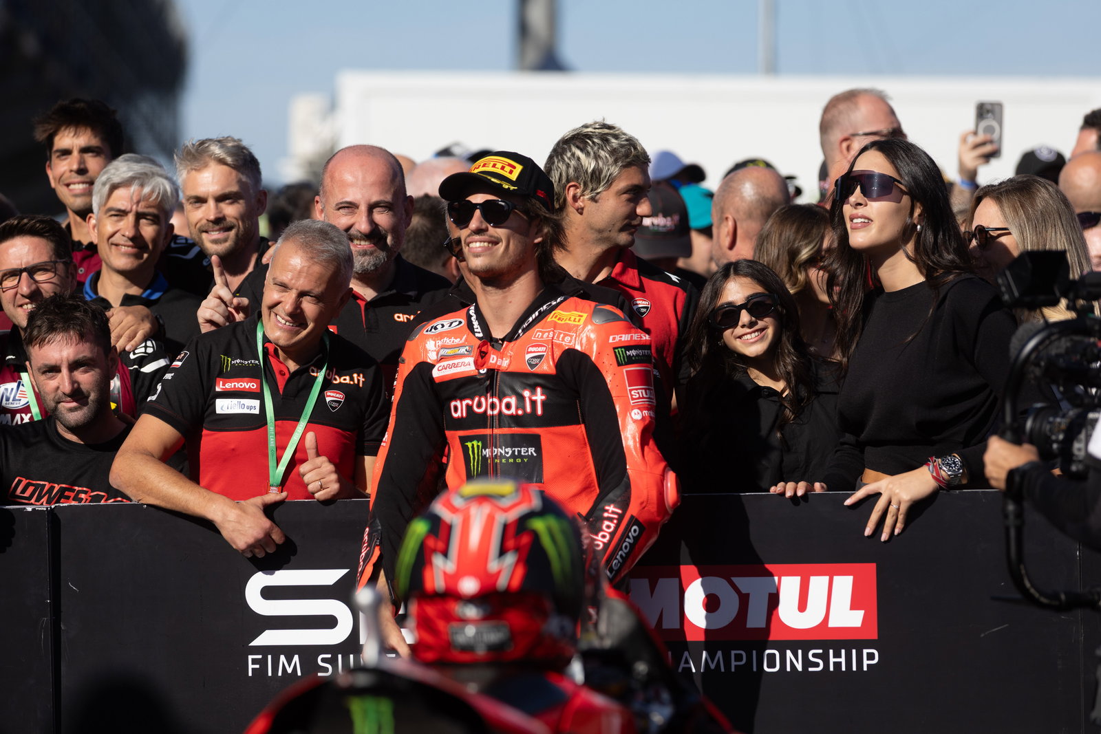 Nicolo Bulega, 2025 Spanish WorldSBK, parc ferme. Credit: Gold and Goose.