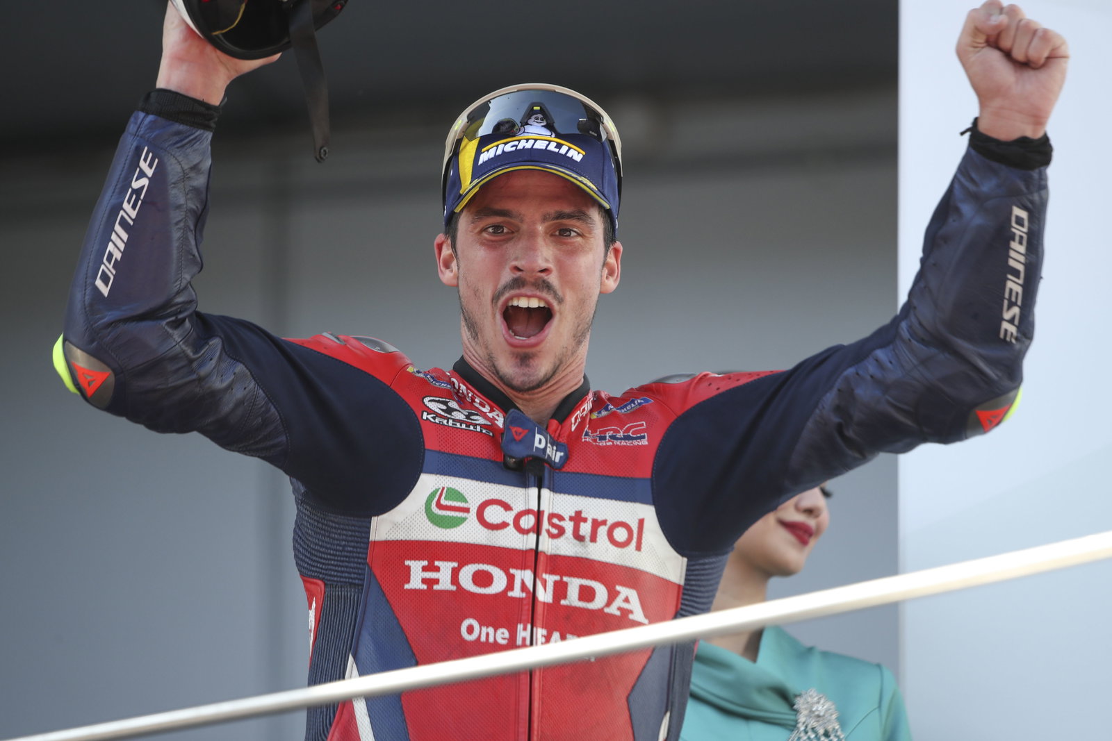 Joan Mir, 2025 MotoGP Malaysian Grand Prix, podium. Credit: Gold and Goose.