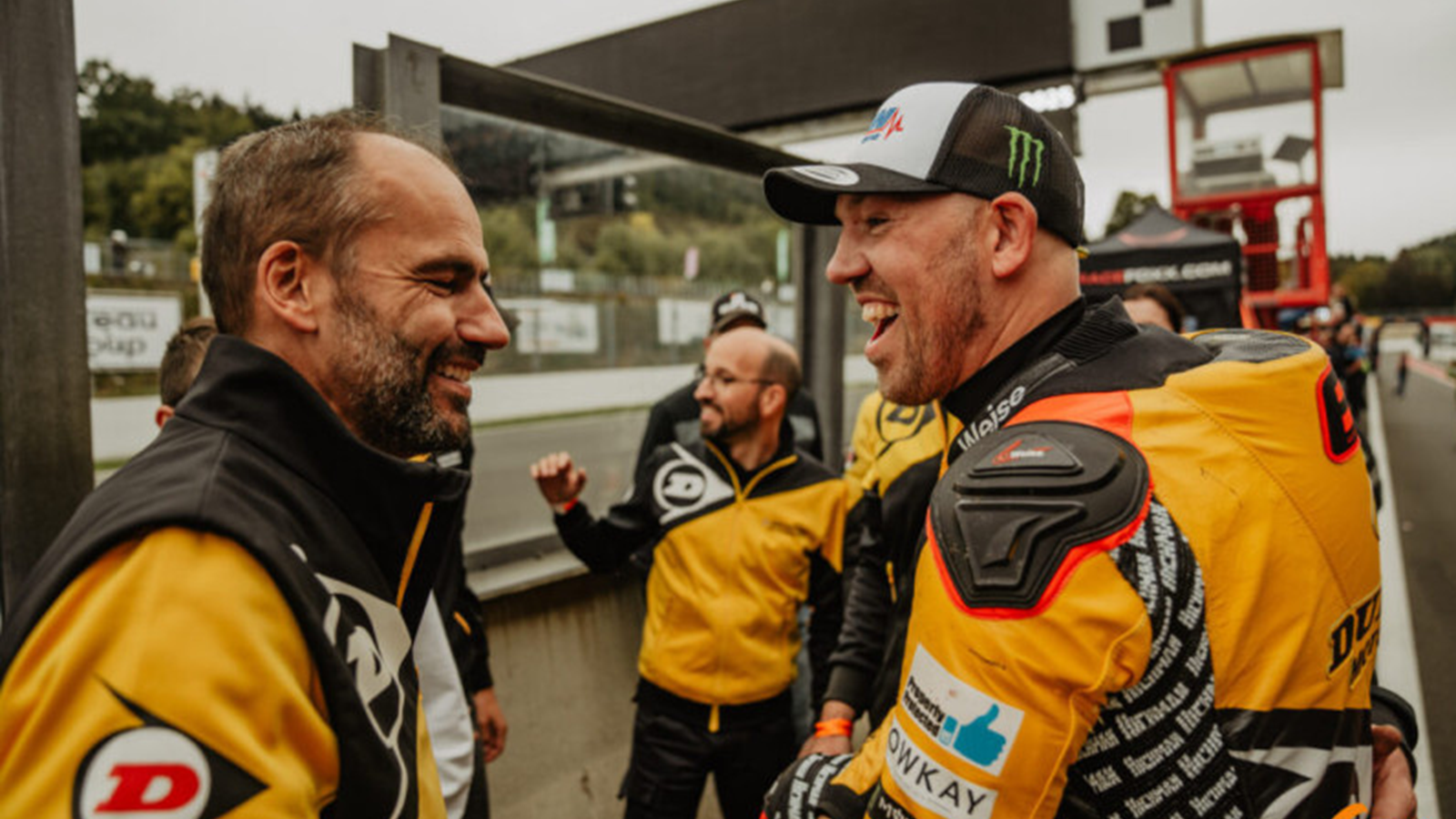 Peter Hickman with Dunlop test team. Credit: Dunlop.