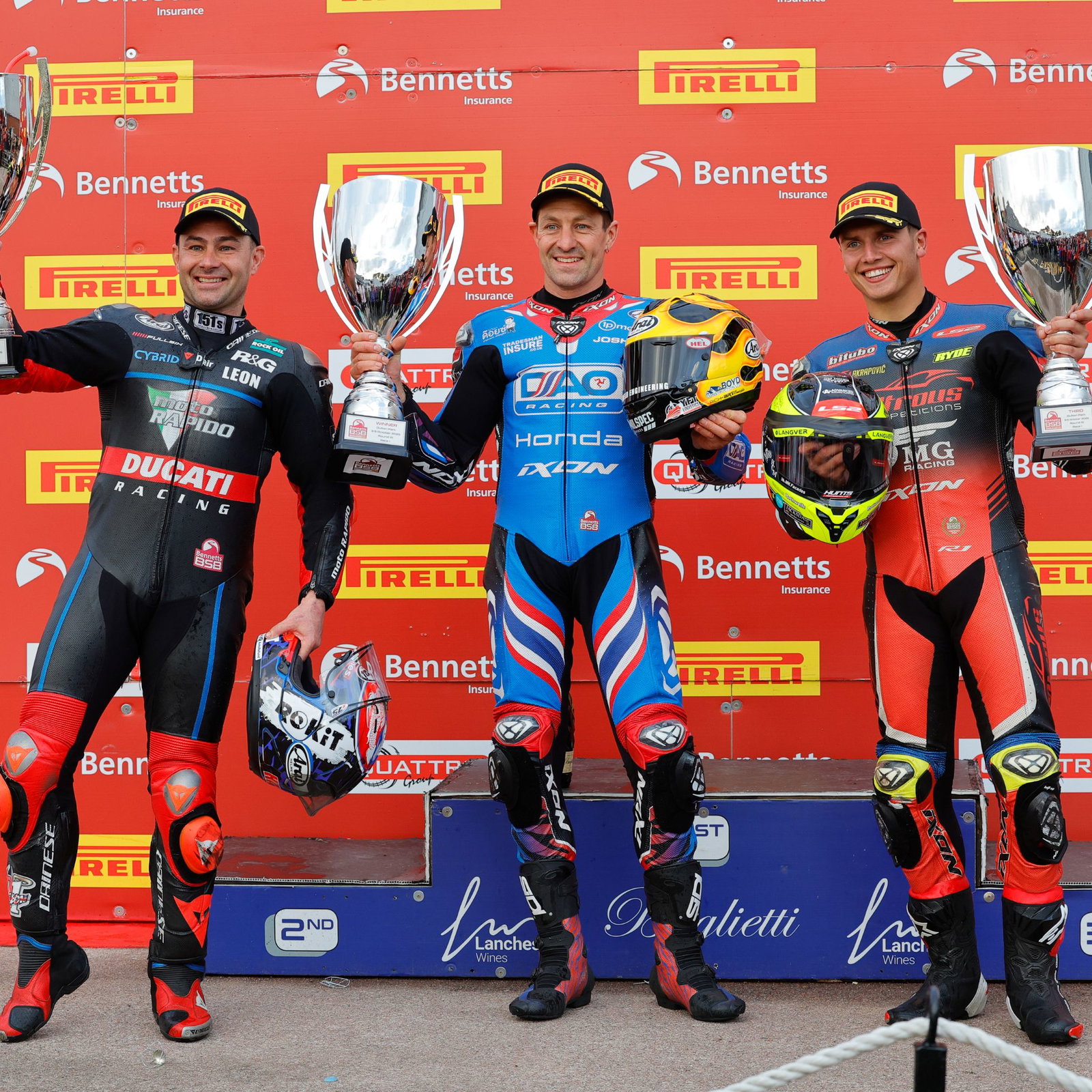2025, BSB, Oulton Park, race 1, Showdown Podium, Brookes, Haslam and Ryde