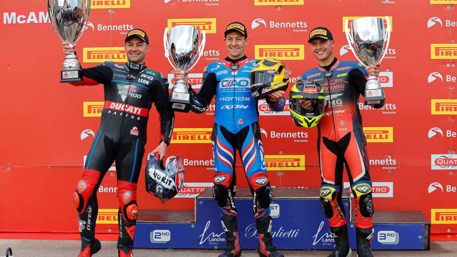 2025, BSB, Oulton Park, race 1, Showdown Podium, Brookes, Haslam and Ryde