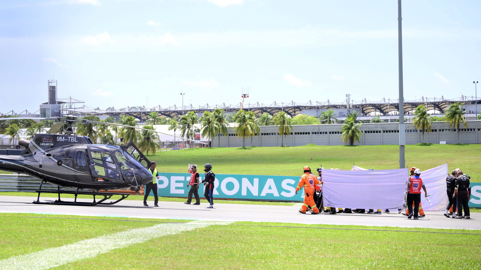 Aftermath of Rueda and Dettwiler Moto3 sighting lap incident, 2025 Malaysian MotoGP