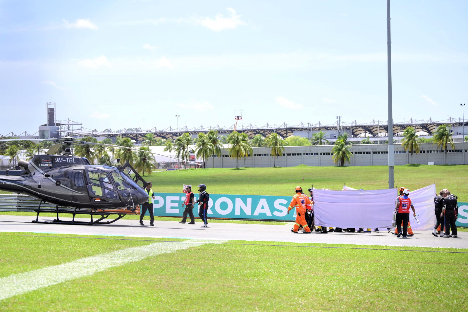 Aftermath of Rueda and Dettwiler Moto3 sighting lap incident, 2025 Malaysian MotoGP