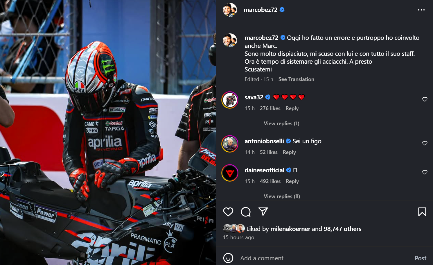 Marco Bezzecchi, Instagram