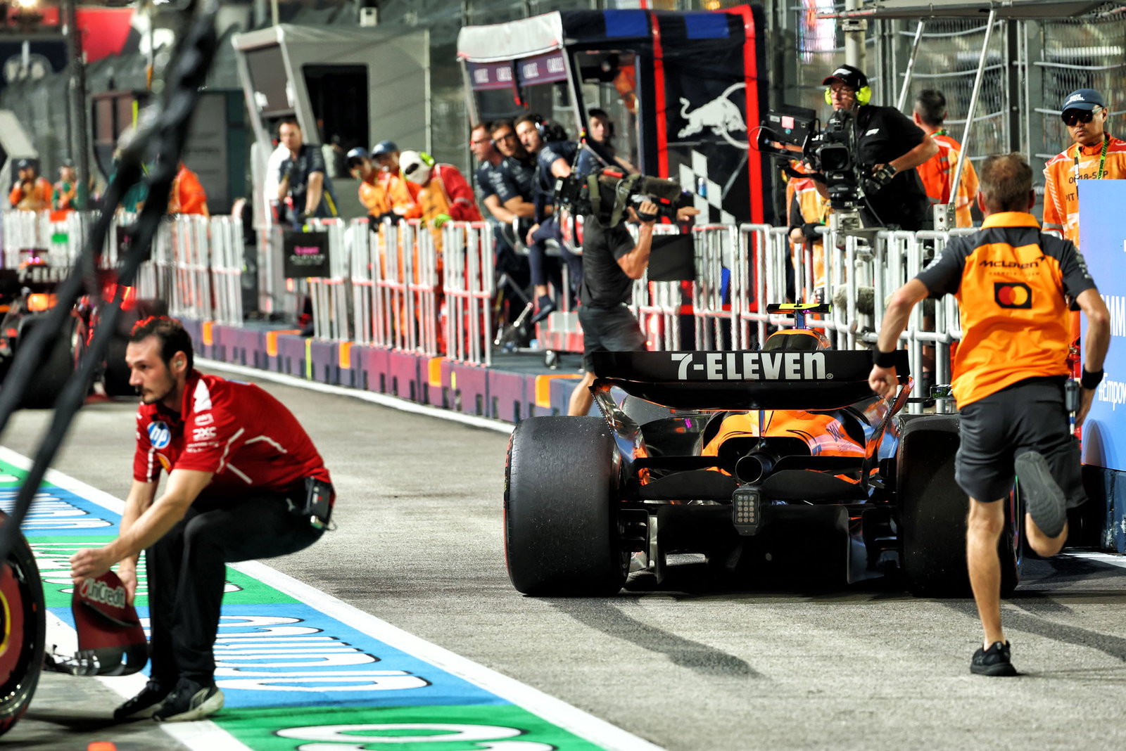 Norris was hit by Leclerc in the pit lane 