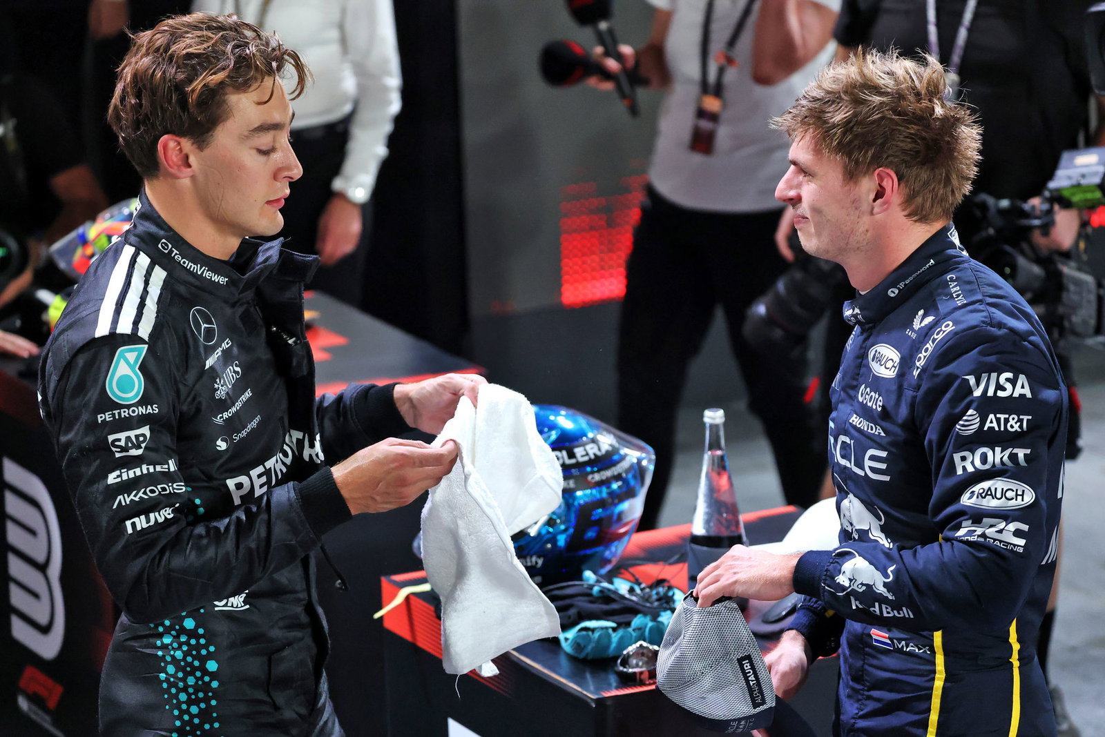 Russell and Verstappen will share the front row