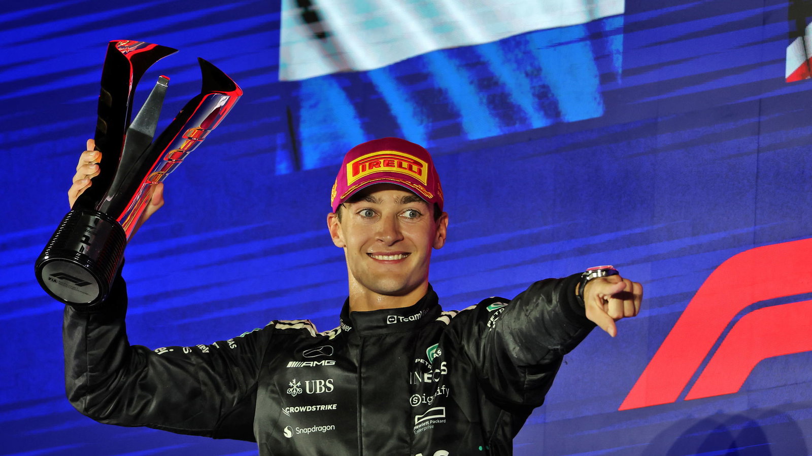 Russell celebrated his fifth F1 victory in Singapore 