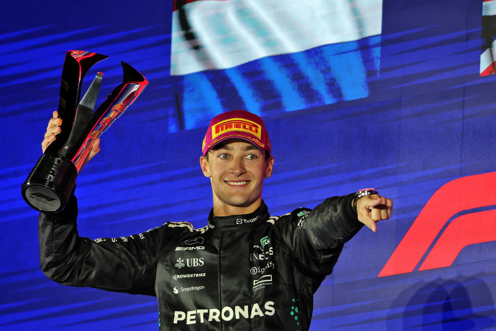 Russell celebrated his fifth F1 victory in Singapore 