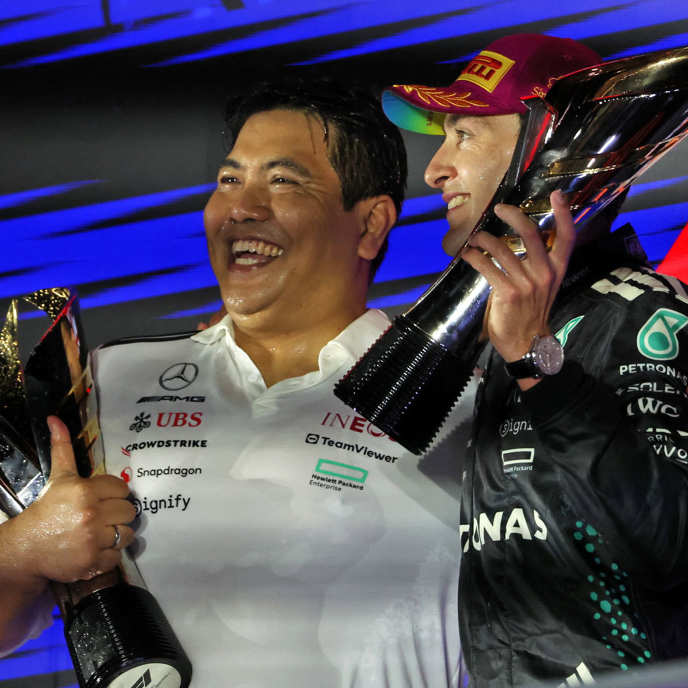 Singapore GP podium celebrations 