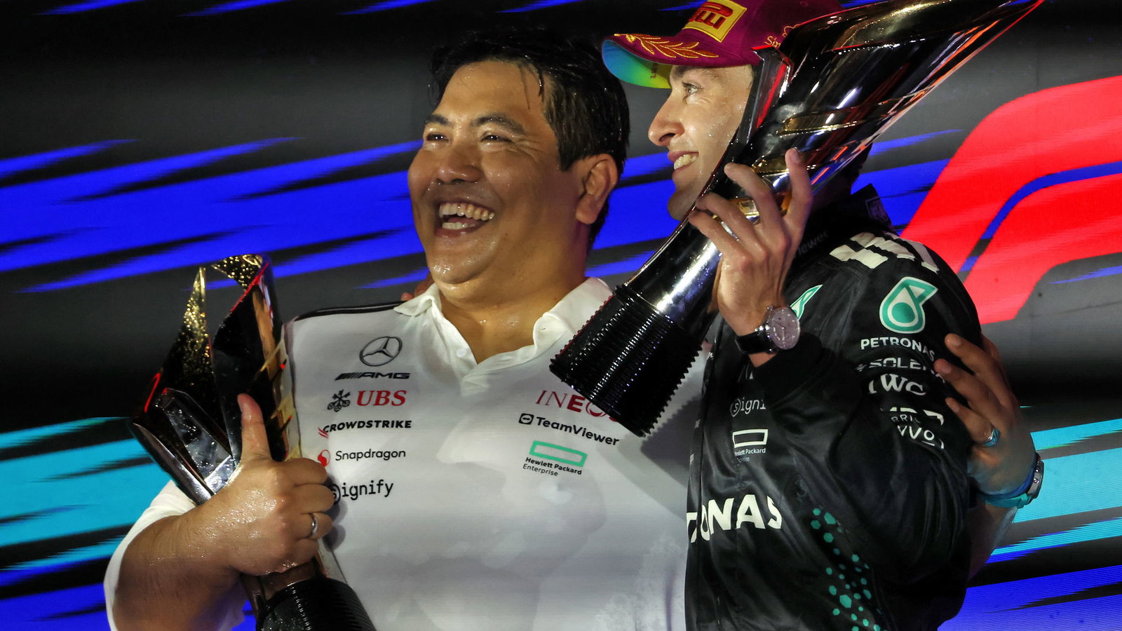 Singapore GP podium celebrations 