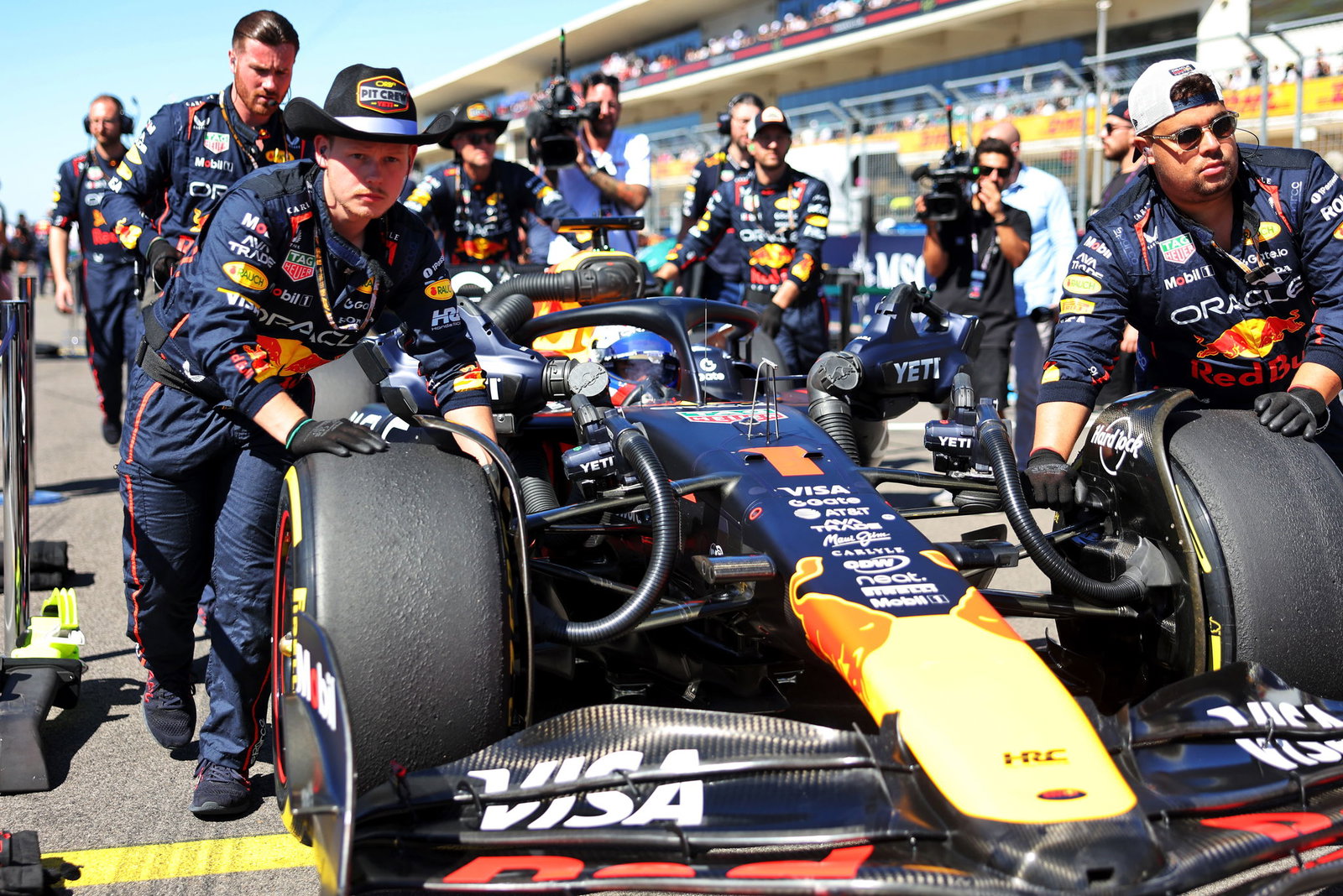 Verstappen wheeled onto the grid ahead of the US GP