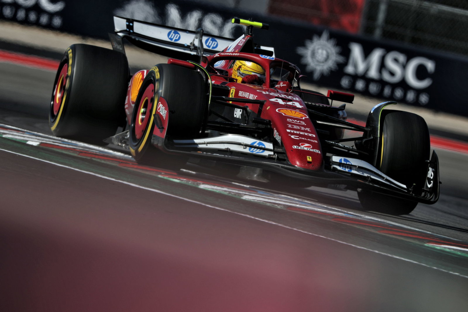 Lewis Hamilton equalled his best finish for Ferrari with fourth 