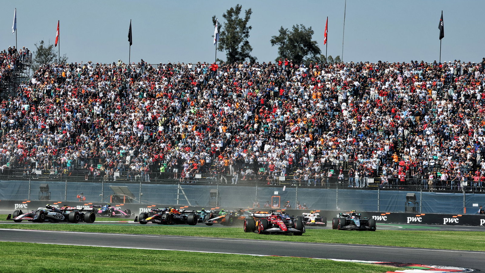 Leclerc and Verstappen both skipped across the grass