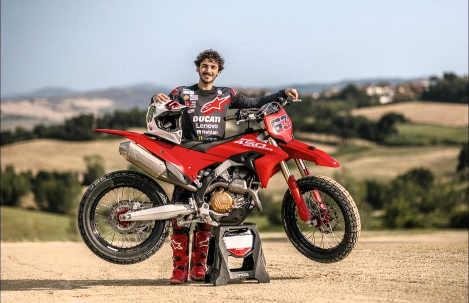 Francesco Bagnaia and Ducati dirt track bike (pic: Ducati).