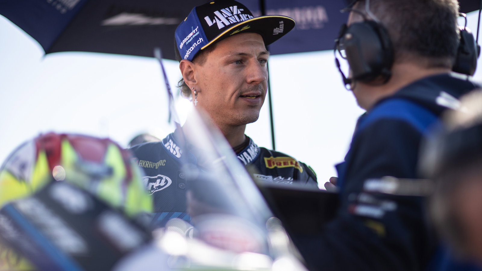 Dominique Aegerter, 2025 Aragon WorldSBK, grid. Credit: Gold and Goose.