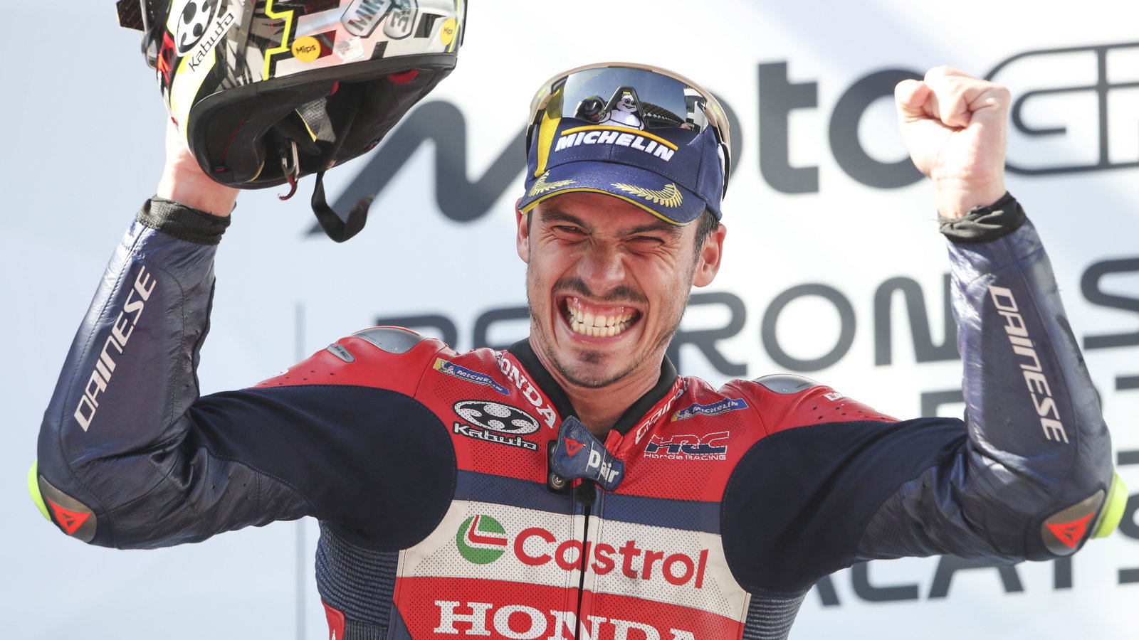 Joan Mir, 2025 MotoGP Malaysian Grand Prix, podium. Credit: Gold and Goose.