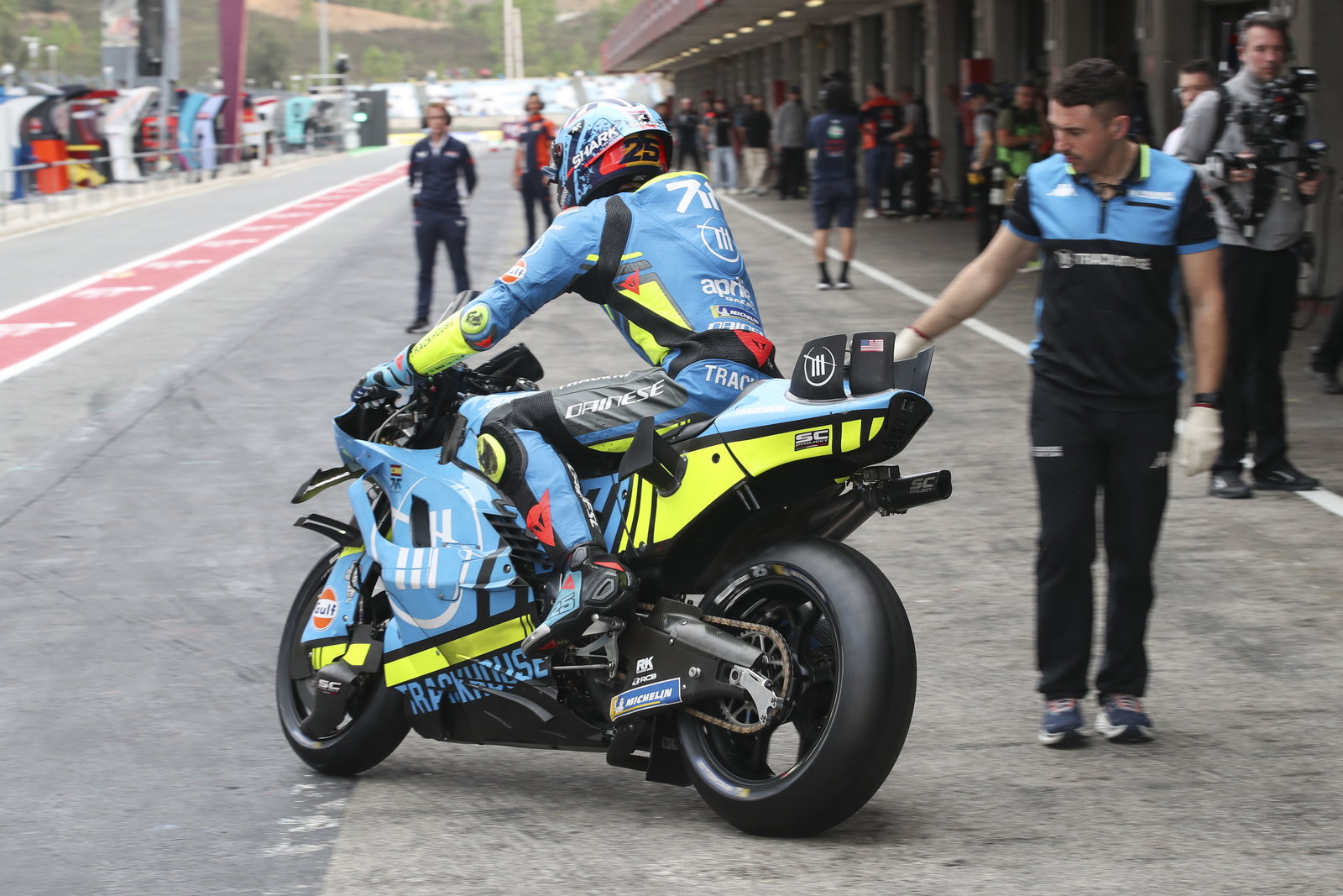 Raul Fernandez, 2025 MotoGP Portuguese Grand Prix, pit lane. Credit: Gold and Goose.