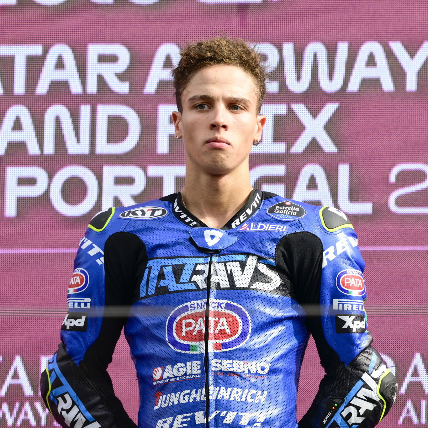 Diogo Moreira, 2025 Moto2 Portuguese Grand Prix, podium. Credit: Gold and Goose.