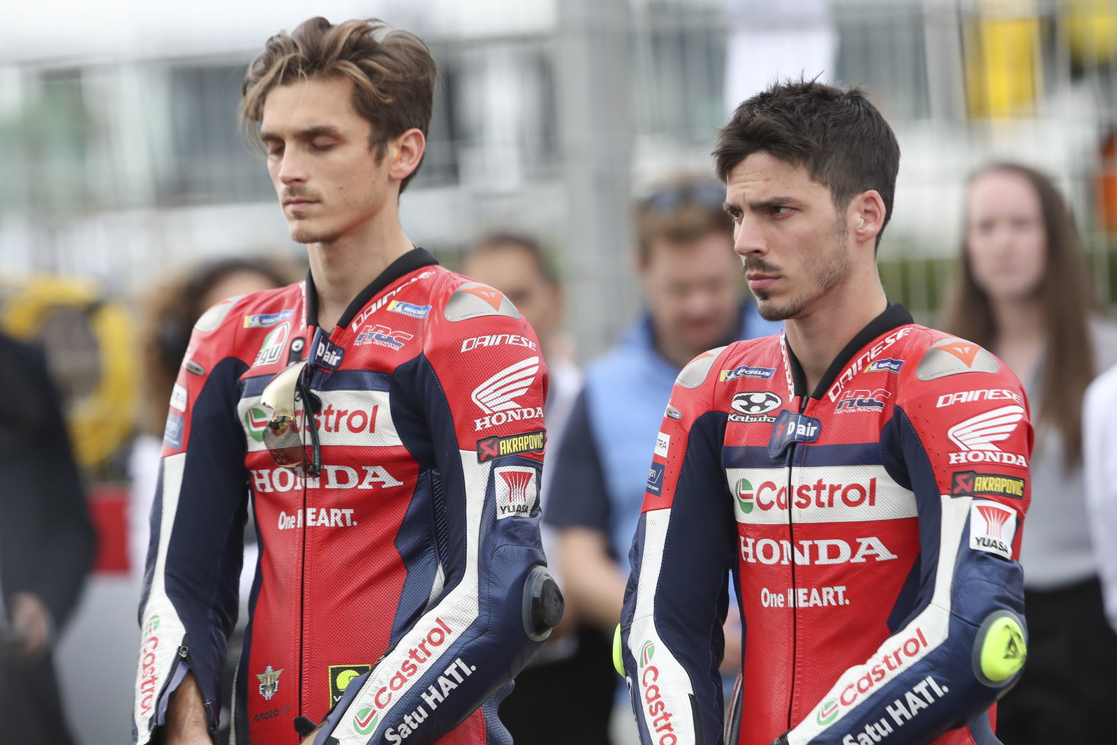 Luca Marini, Joan Mir, 2025 MotoGP Valencia Grand Prix, pre-race ceremony. Credit: Gold and Goose.