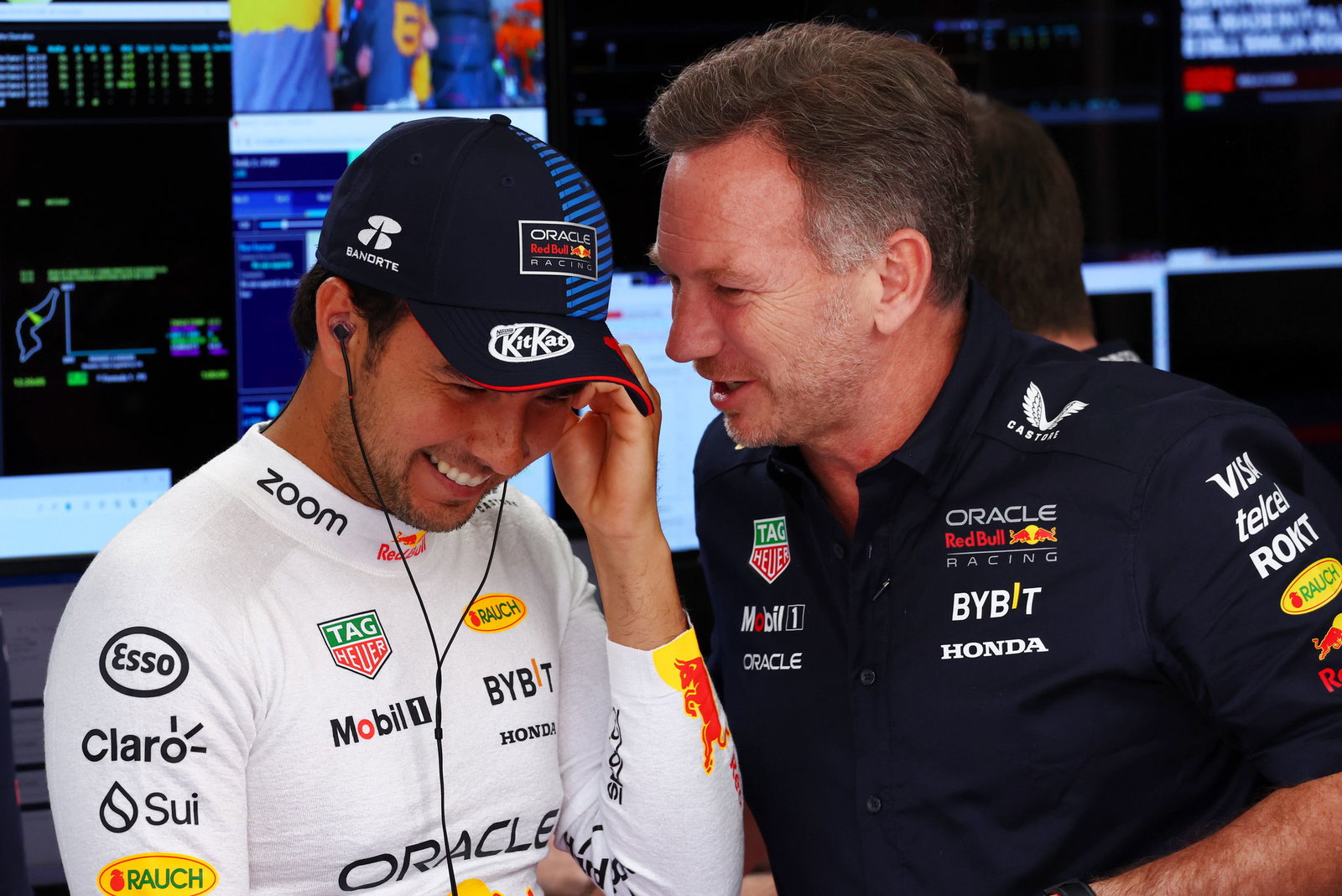 Sergio Perez and Christian Horner 