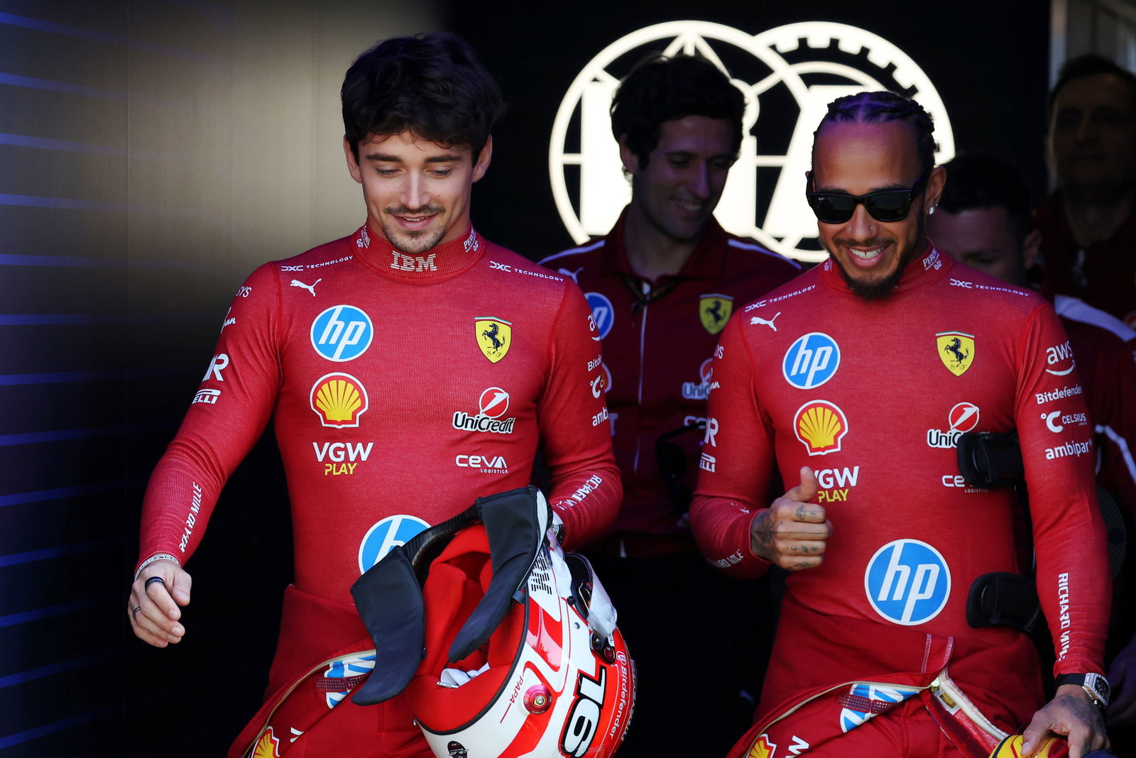 Charles Leclerc and Lewis Hamilton 