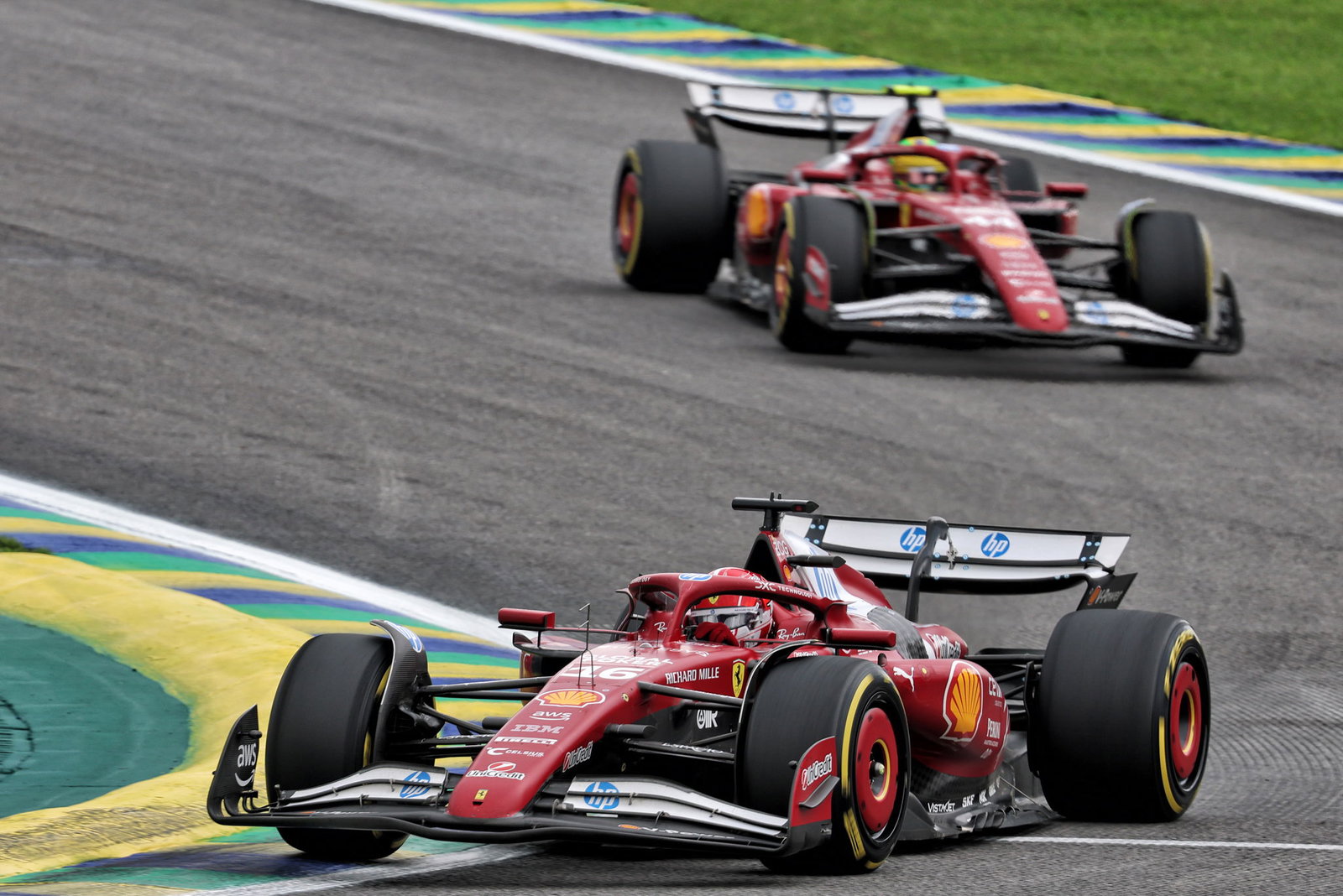 Charles Leclerc and Lewis Hamilton 