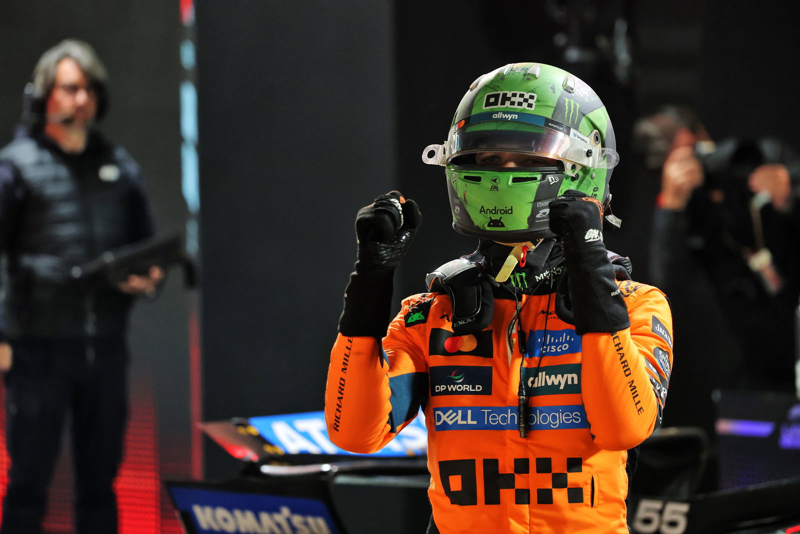 Norris celebrates his pole in Las Vegas