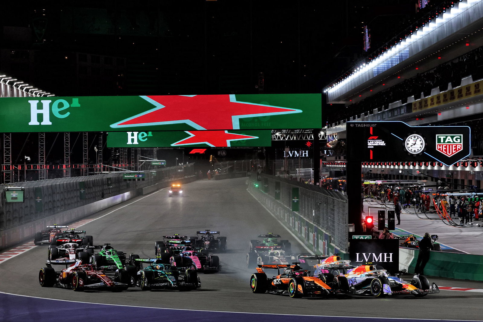 Lawson avoided a penalty for hitting Piastri in Las Vegas