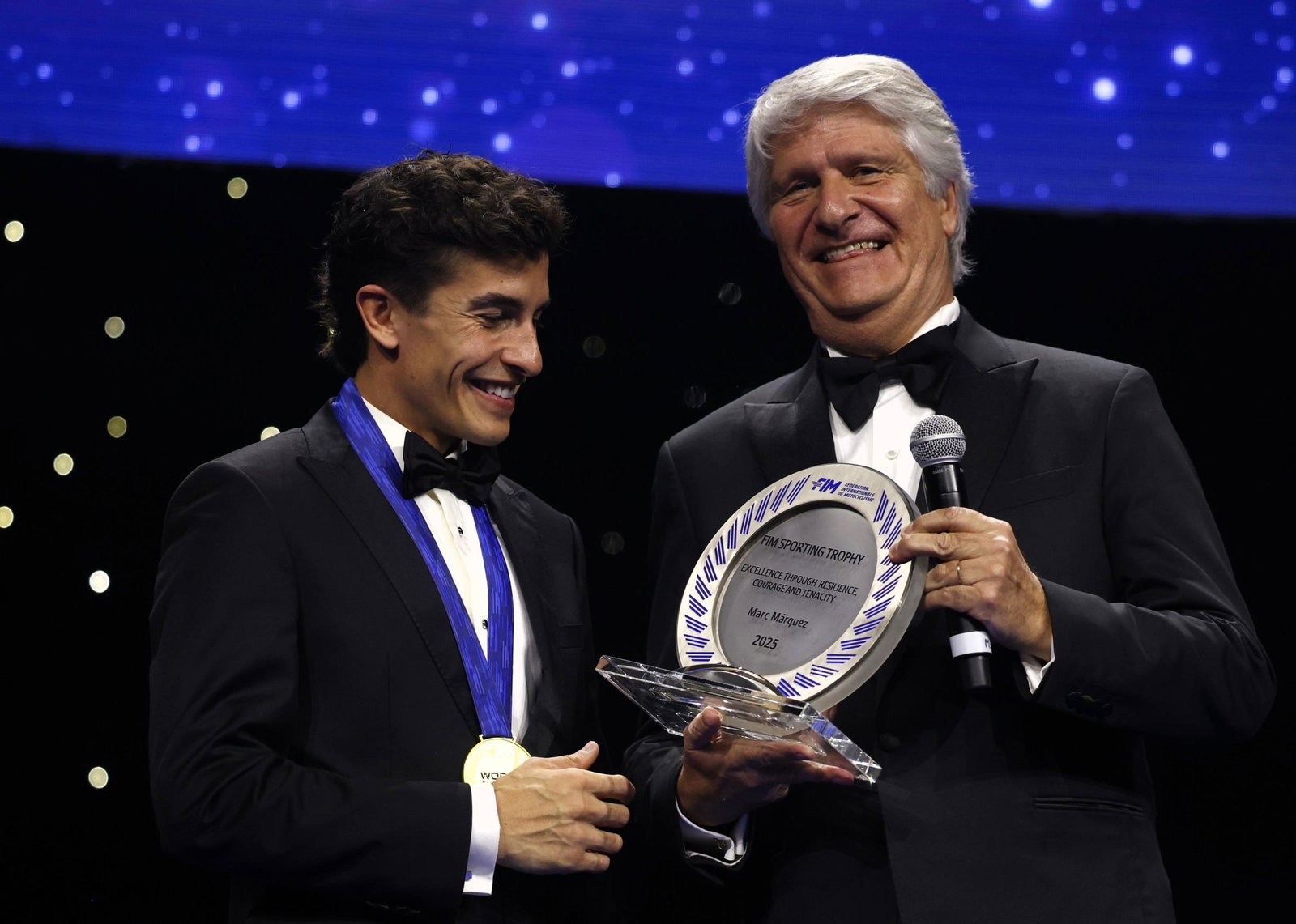 Marc Marquez, Jorge Viegas, 2025 FIM Awards (pic: Good-Shoot.com)