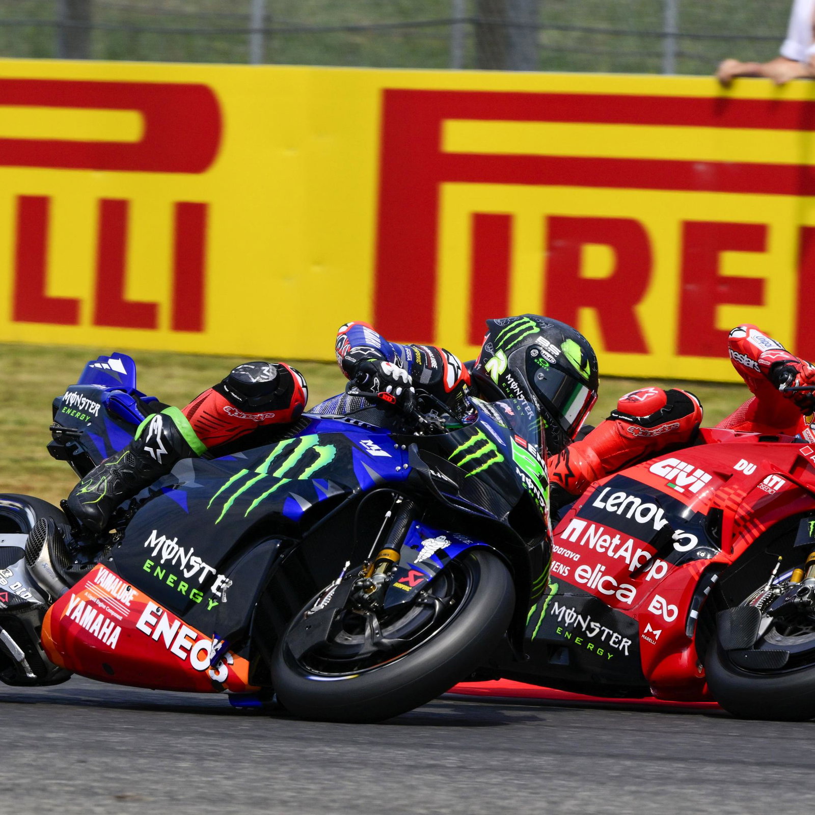 Pirelli banner, Ducati, Yamaha, 2025 Italian MotoGP