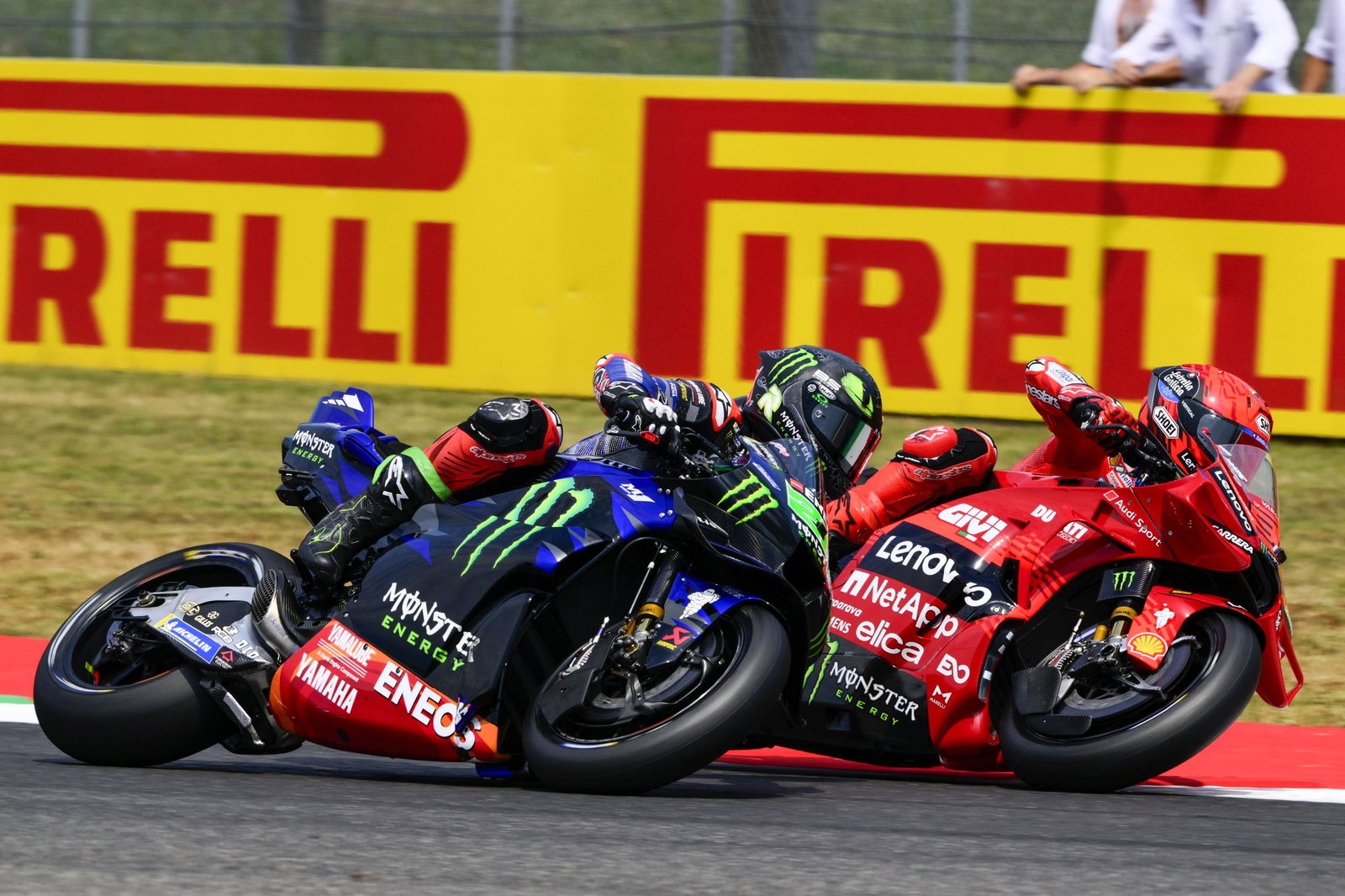 Pirelli banner, Ducati, Yamaha, 2025 Italian MotoGP
