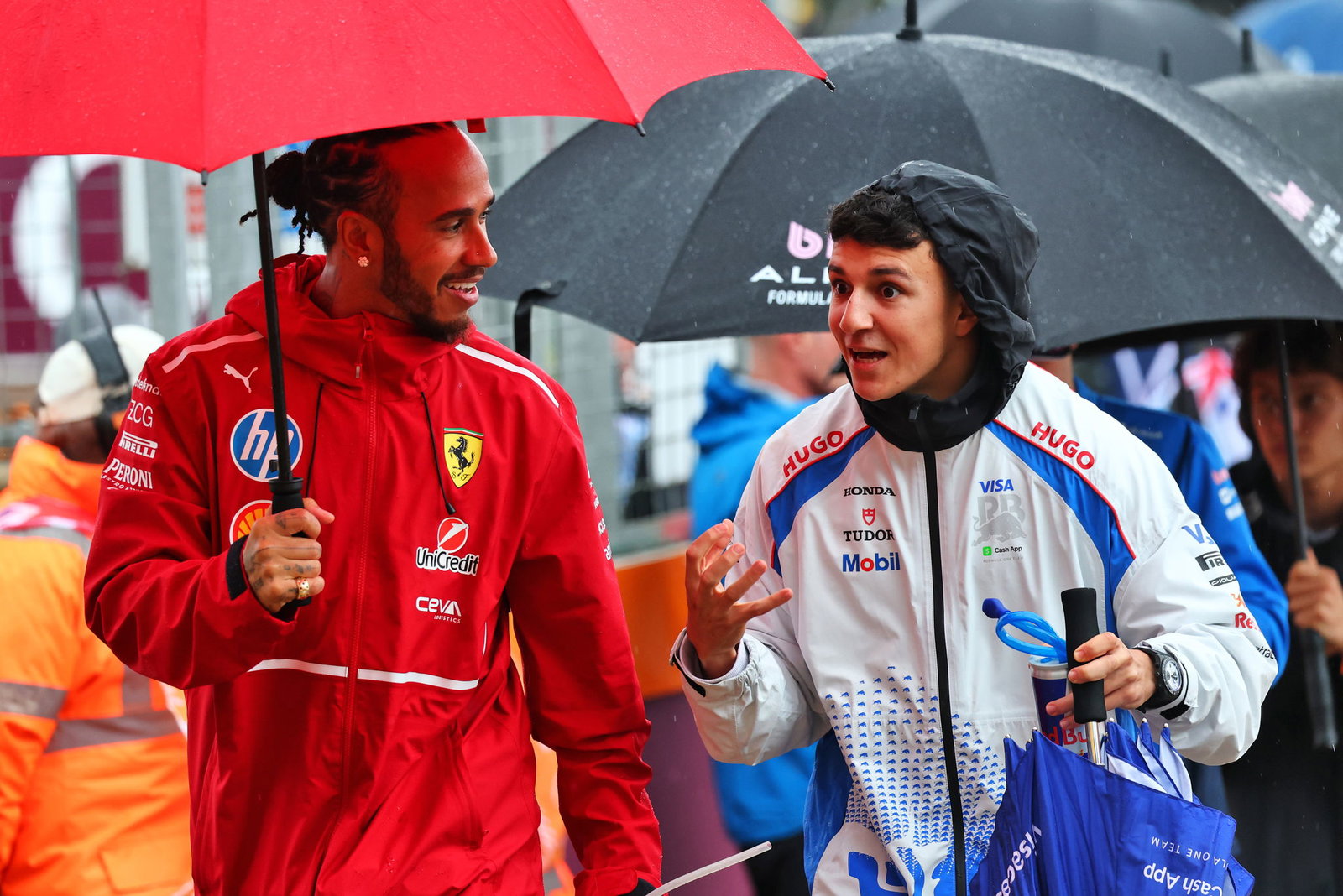 Lewis Hamilton and Isack Hadjar 