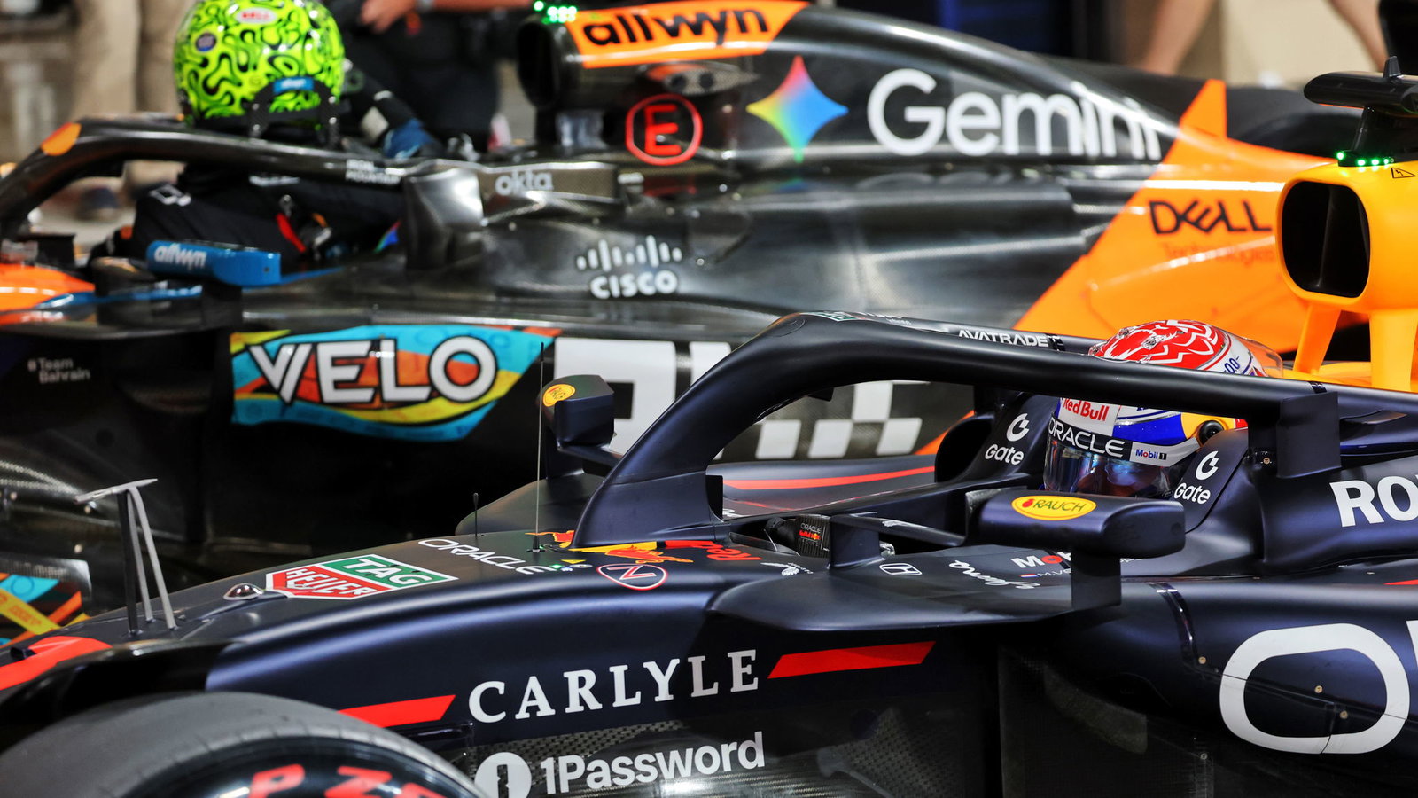 Max Verstappen and Lando Norris in parc ferme 