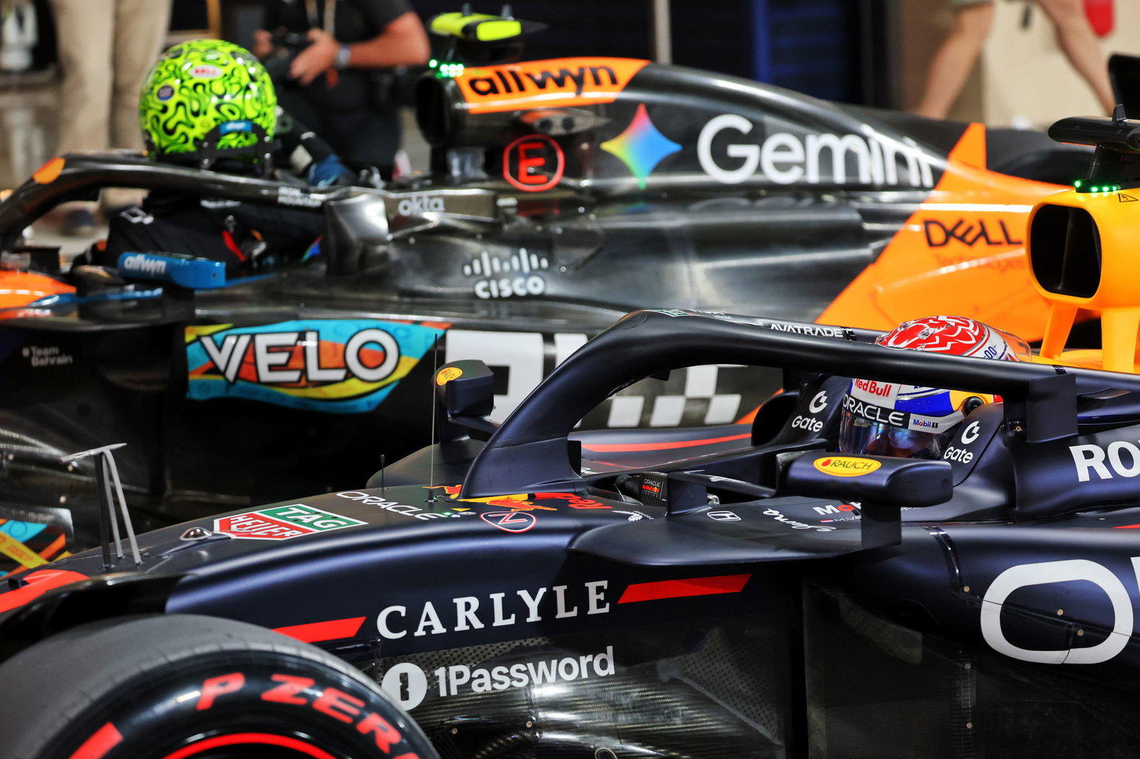 Max Verstappen and Lando Norris in parc ferme 