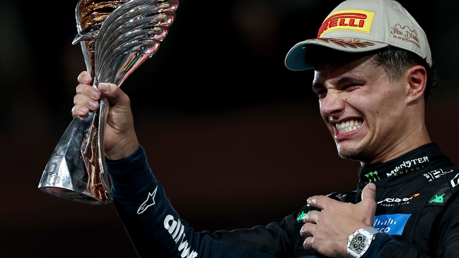 Norris didn't receive the actual F1 world championship trophy on Sunday