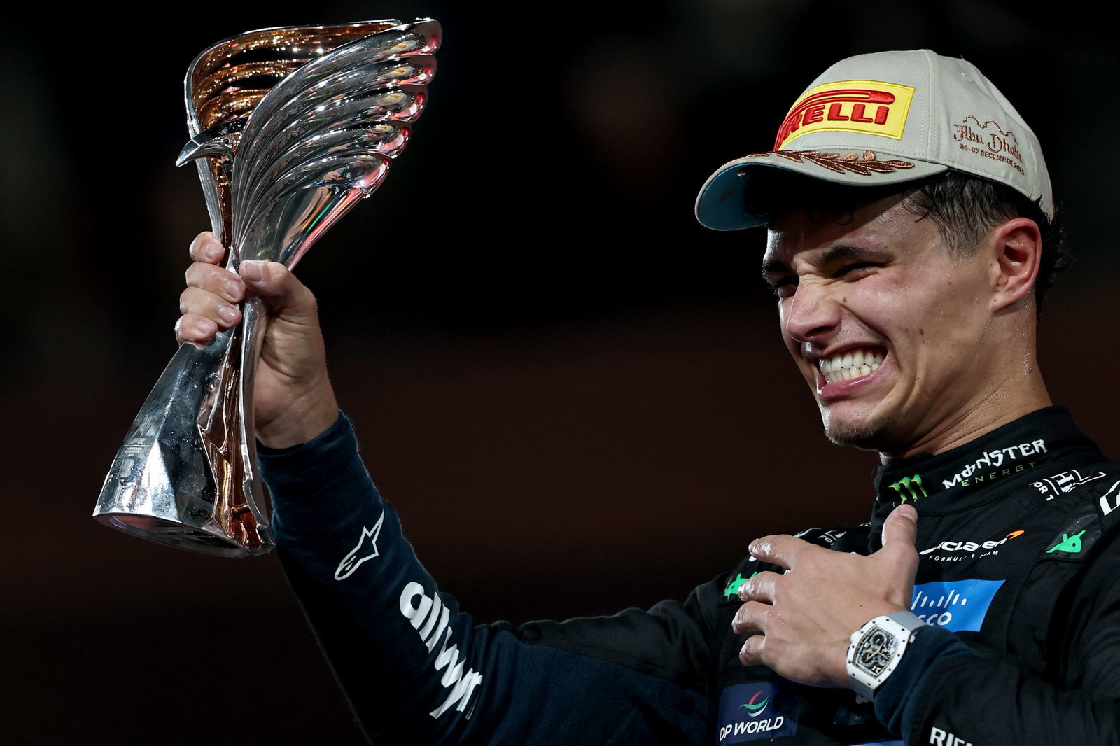 Norris didn't receive the actual F1 world championship trophy on Sunday