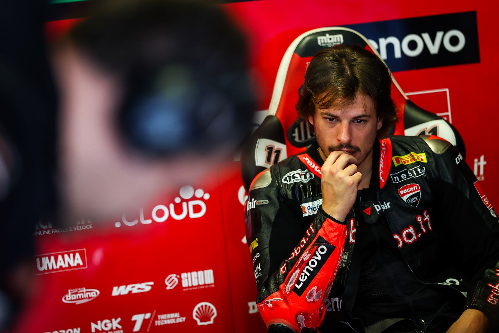 Nicolo Bulega, January 2026 Portimao WorldSBK Test, pit box. Credit: WorldSBK.